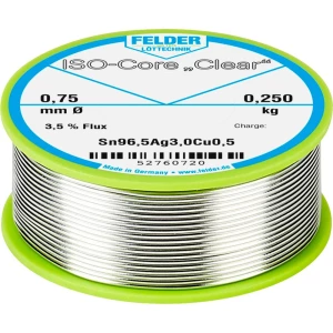 Felder Löttechnik ISO-Core "Clear" SAC305 Lemna žica Svitak Sn96.5Ag3Cu0.5 0.250 kg 0.75 mm slika