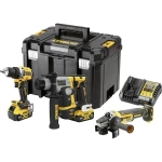 DEWALT DCK355P2T-QW akumulatorska bušilica, akumulatorski čekić za rušenje, akumulatorska kutna brusilica 18 V 5 Ah Li-I