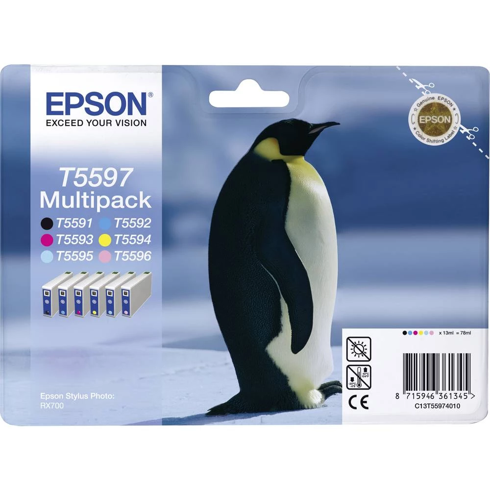 Epson Tinta T5597 Original Kombinirano pakiranje Crn, Cijan, Purpurno crven, Žut, Svijetlo cijan, Svijetlo ljubičasta C13T559740 slika