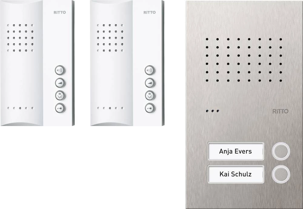 Ritto by Schneider 3857211 Video-portafon Acero pure audio set handsfree 2 WE Bijela/nehrđajući čelik slika