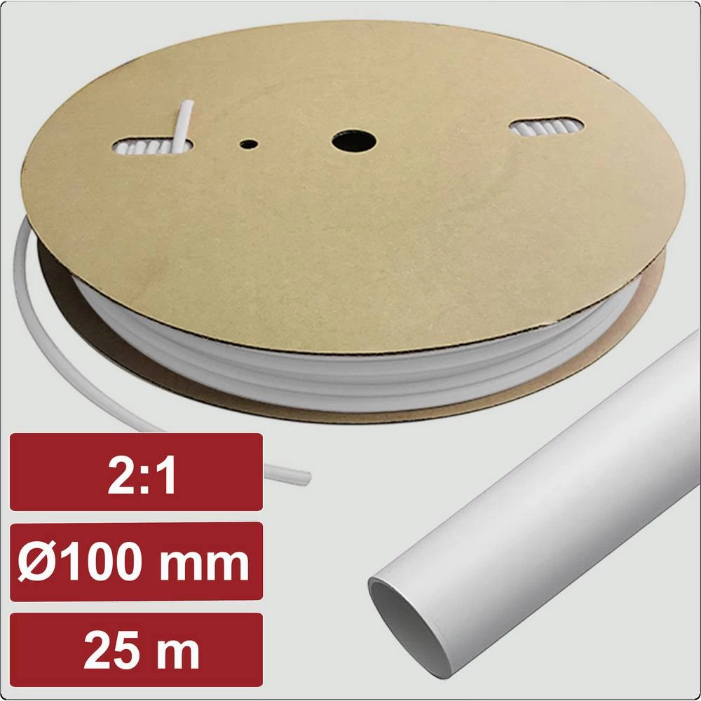 Electronic Garage EG25CA042 skupljajuća cijev s ljepilomi bijela 100 mm 50 mm Stopa skupljanja:2:1 25 m slika