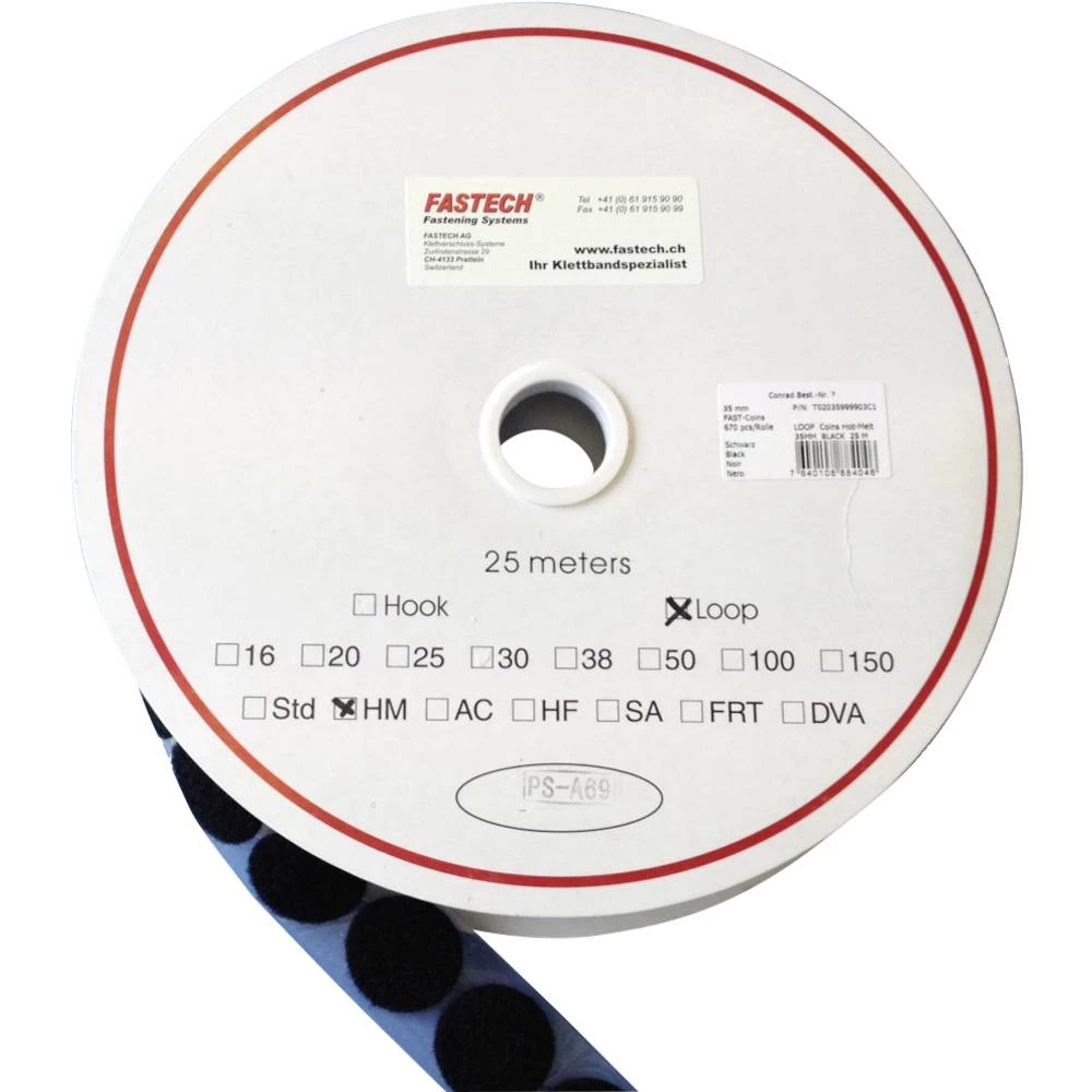 FASTECH® okrugli prianjajući nastavak za lijepljenje vrućom talinom mekana vunena roba (Ø) 25 mm crna 5 m slika