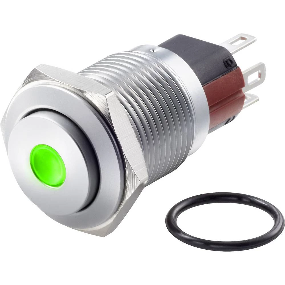 TRU COMPONENTS TC-GQ16-KH-11ZD/J/G/12V/C Tlačni prekidač sa zaštitom od vandalizma 48 V/DC 2 A 1 x OFF/ON IP65 zadržava položaj slika