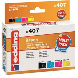 Edding patrona tinte zamijena Epson T0711/T0712/T0713/T0714 Multipack 4 kompatibilan kombinirano pakiranje crn, cijan, purpurno slika