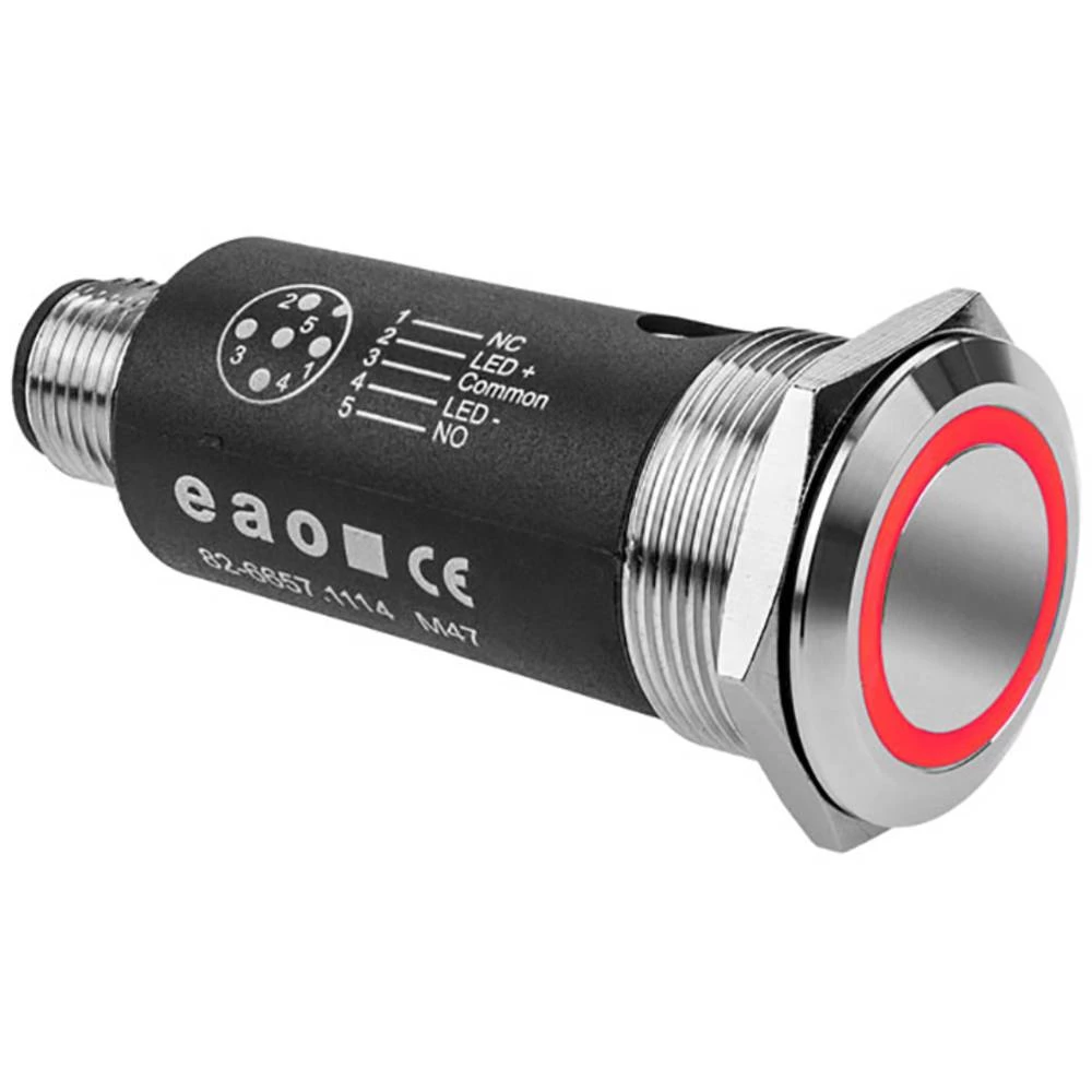 EAO 82-6657.2114 Serija 82 osvijetljena tipka za održavanje 22 mm SUS 316L crvena eao  tipkalo     crvena   1 St. slika