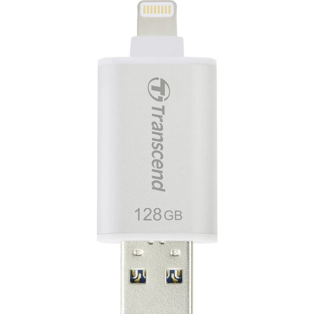 USB pomoćna memorija Smartphone/tablet Transcend JetDrive&trade; Go 300 Srebrna 128 GB USB 3.1, Apple Lightning slika