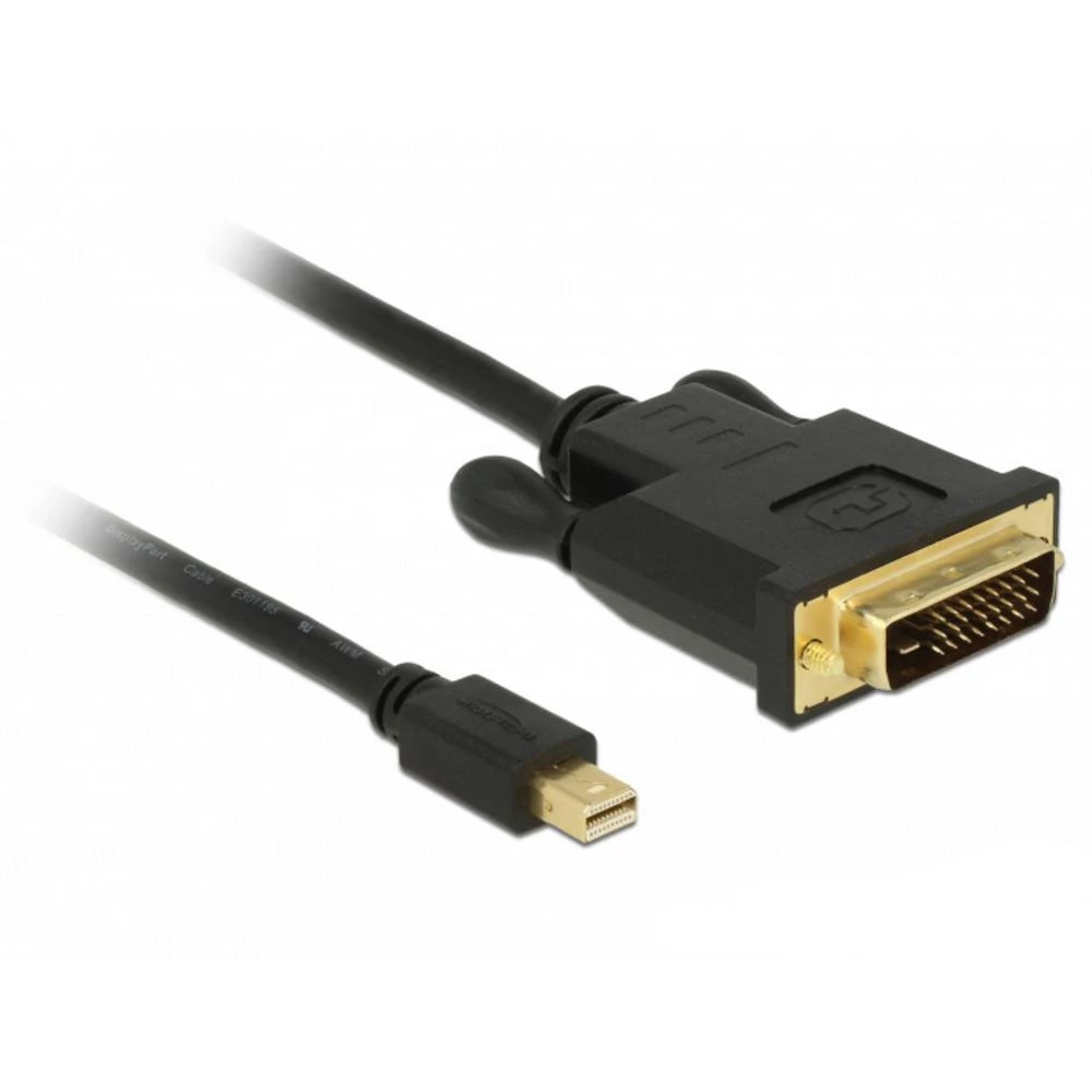 Delock Mini-DisplayPort / DVI priključni kabel Mini DisplayPort utikač, DVI-D 24+1-polni utikač 2 m crna 83989 pozlaćeni slika