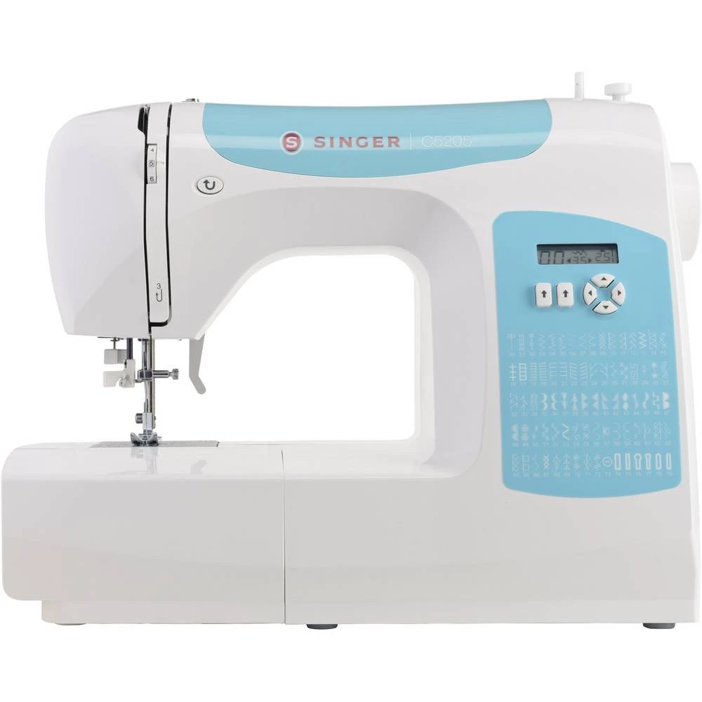 Šivaća mašina slobodnog rukava Singer C5205 LED svjetlo, Sa zaslonom, S nastavkom stola Bijela, Tirkiznoplava slika