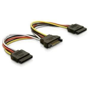 DeLOCK Kabel za napajanje SATA 15pin> 2x SATA HDD – ravno 0,15 m Delock struja priključni kabel 0.15 m višebojna slika