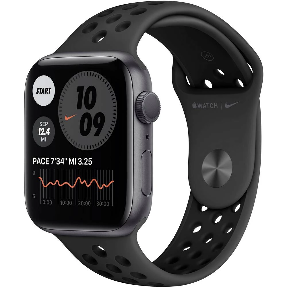 Apple Watch Series 6 Nike Edition GPS 44 mm kućište od aluminija space siva sportska narukvica antracit crna slika