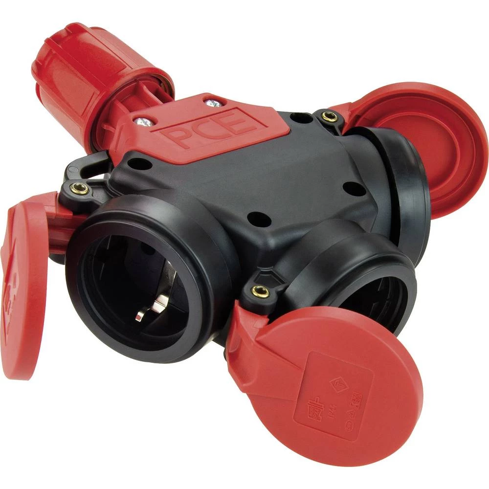 3-dijelna spojka Guma 230 V Crna, Crvena IP44 PCE 253622-s slika