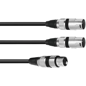 Omnitronic 30225206 XLR adapter cable [1x XLR utičnica 3-polna - 2x XLR utikač 3-polni] 3.00 m crna slika