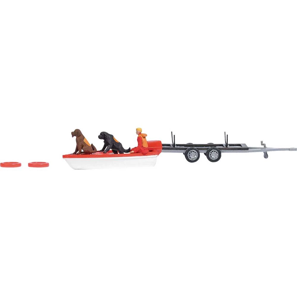 Busch 7898 h0 Motorni brod s prikolicom i figurama slika