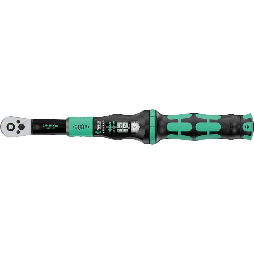 Wera Click-Torque Lock A 5 R/L 05075693001 momentni ključ s prolaznom kvadratnom rupom 1/4" (6.3 mm) 2.5 - 25 Nm slika