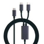 ROLINE USB tip C split kabel za punjenje, C - 2x C, ST/ST, max. 100W, crni, 1,85 m Roline USB kabel za punjenje USB-C® utikač 1.85 m crna 11028308