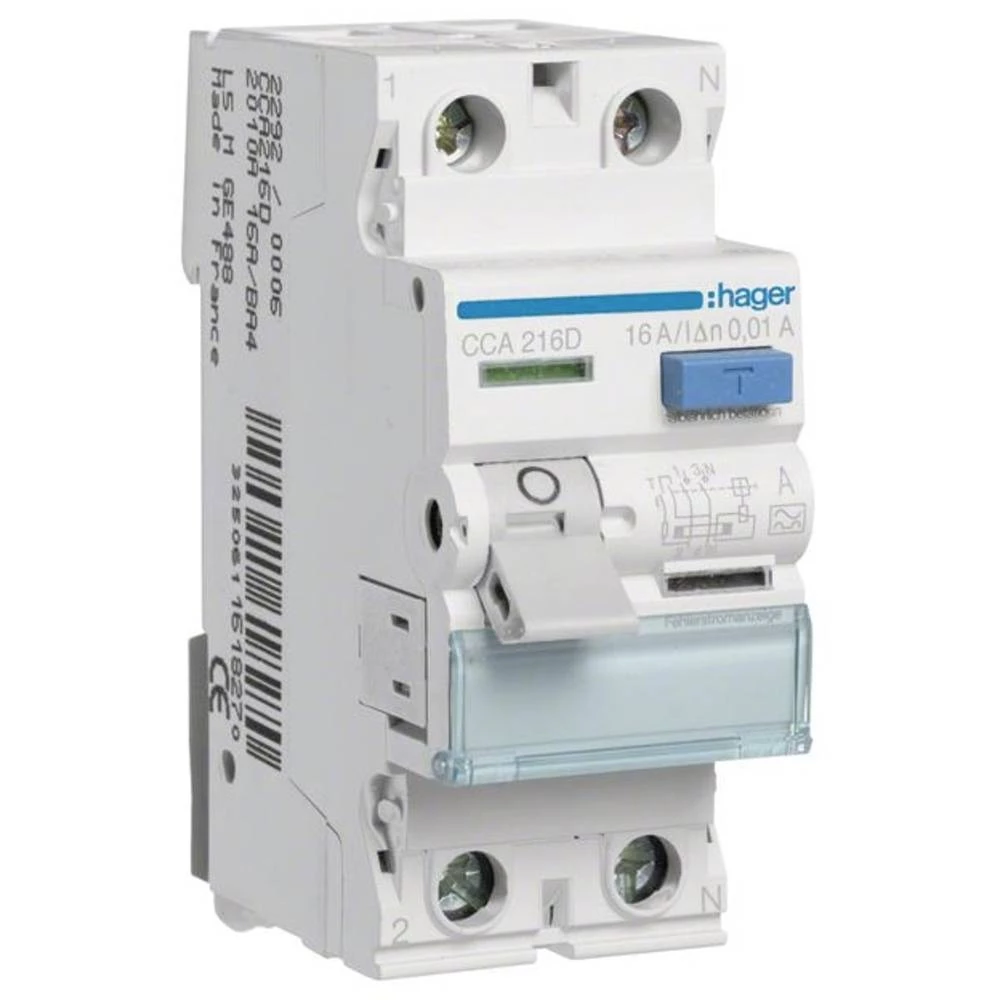 Hager CCA216D CCA216D FID zaštitna sklopka A 2-polni 16 A 0.01 A 230 V slika