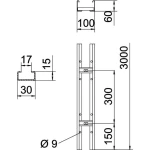 OBO Bettermann 6209608 ljestva za kabele (D x Š x V) 3 m x 100.00 mm x 60.00 mm 3 m