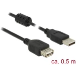 Delock USB kabel USB 2.0 USB-A utikač, USB-A utičnica 50.00 cm crna s feritnom jezgrom 84882