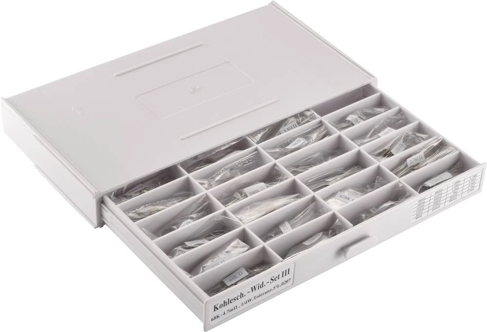 Sortiment ugljenoslojnih otpornika, aksijalno ožičeni 0207 1 set slika