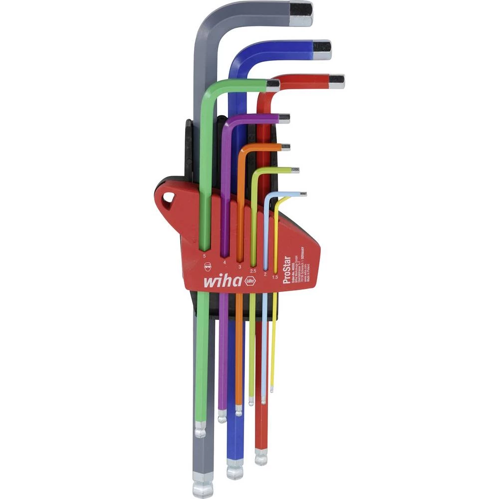 Wiha Sechskant-Kugelkopf 9-tlg. farbig leuchtend šesterokut set L-ključeva 1.5, 2, 2.5, 3, 4, 5, 6, 8, 10 9-dijelni slika