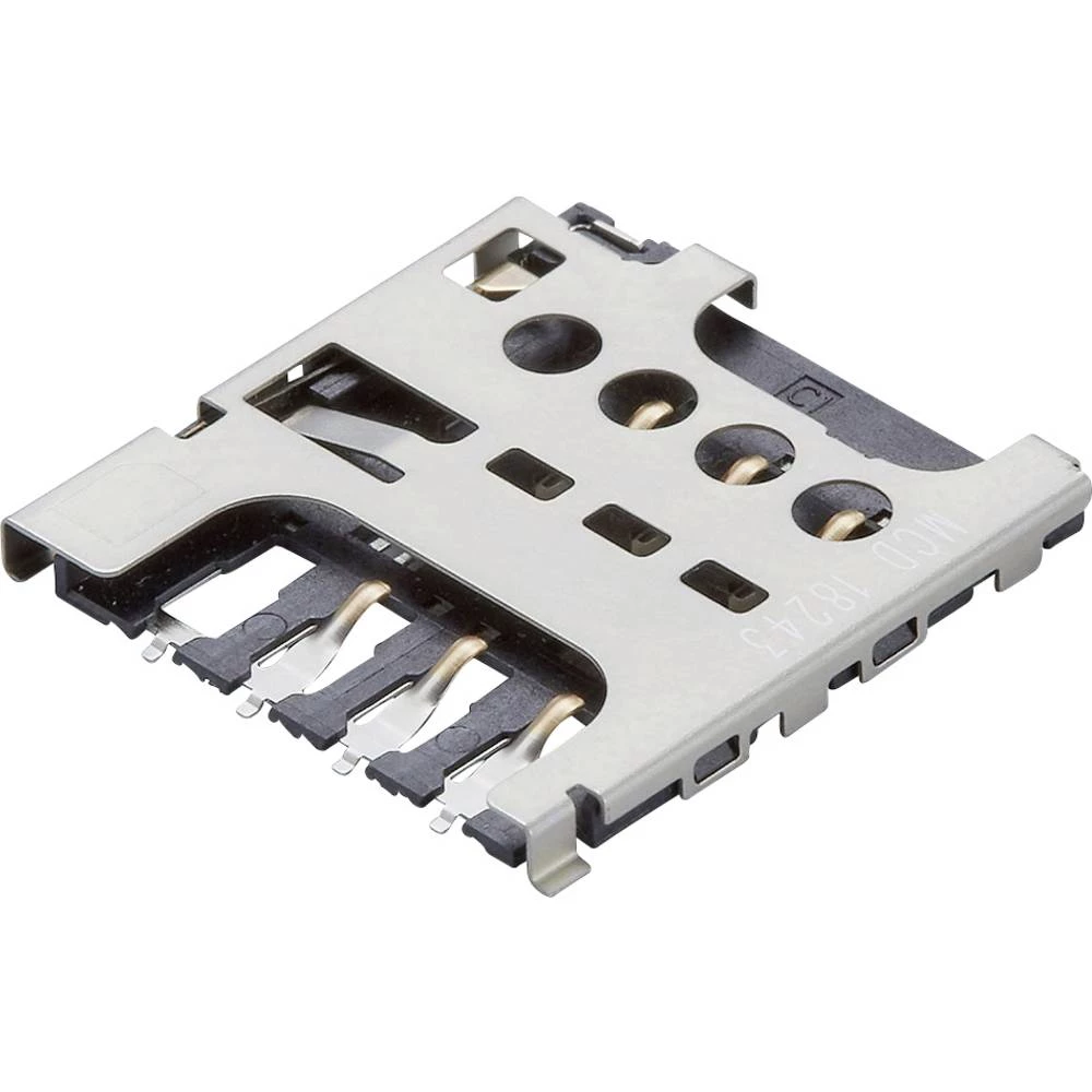 Molex 787270001 1200 pcs 1.40mm Height Push-Pull micro-SIM Card Socket with Detect Switch, Surface Mount, 6 Circuits, Low-Halogen, slika