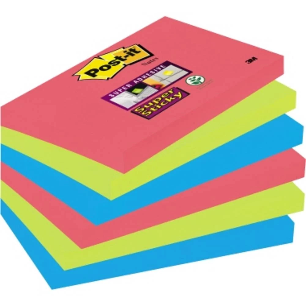 Post-it Ljepljiva bilješka 6556SJ 127 mm x 76 mm Mak-crvena, Neonsko-zelena, Ultraplava 540 Stranica slika