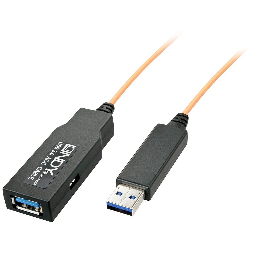 LINDY USB kabel USB 3.2 gen. 1 (USB 3.0) USB-A utikač, USB-A utičnica 30 m crna, narančasta  42683 slika
