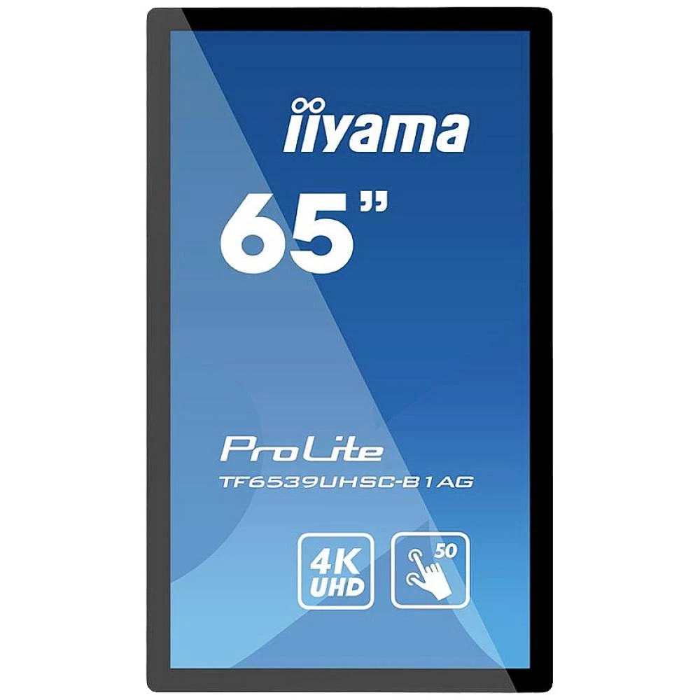 Iiyama ProLite TF6539UHSC-B1AG zaslon velikog formata Energetska učinkovitost 2021: G (A - G) 165.1 cm (65 palac) 3840 x 2160 Pixel 24/7 integrirani zvučnici, zaslon osjetljiv na dodir, funkc slika