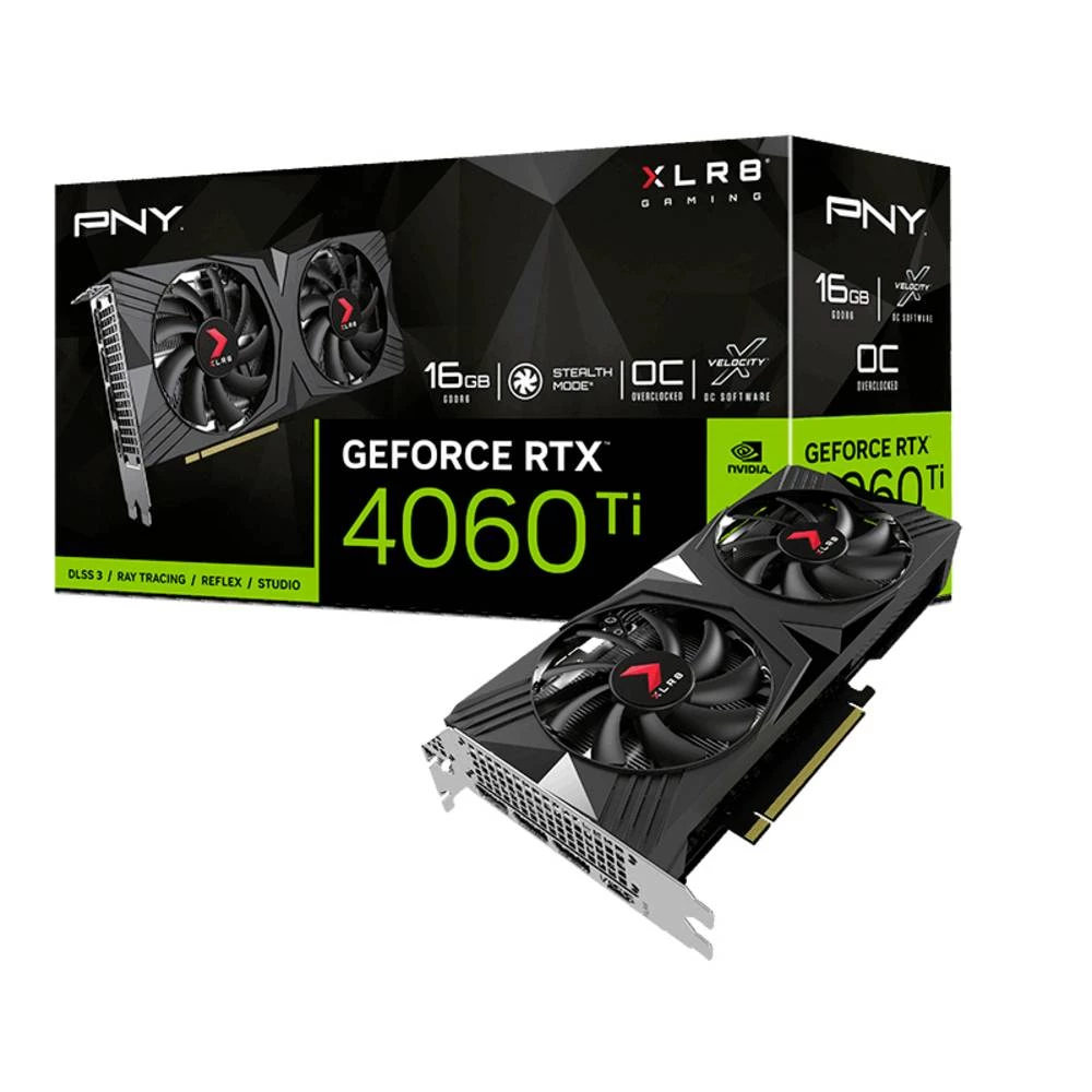 PNY grafička kartica Nvidia GeForce RTX 4060 Ti XLR8 Gaming VERTO Overclocked Dual Fan 16 GB GDDR6-SDRAM PCIe x16 Disp slika