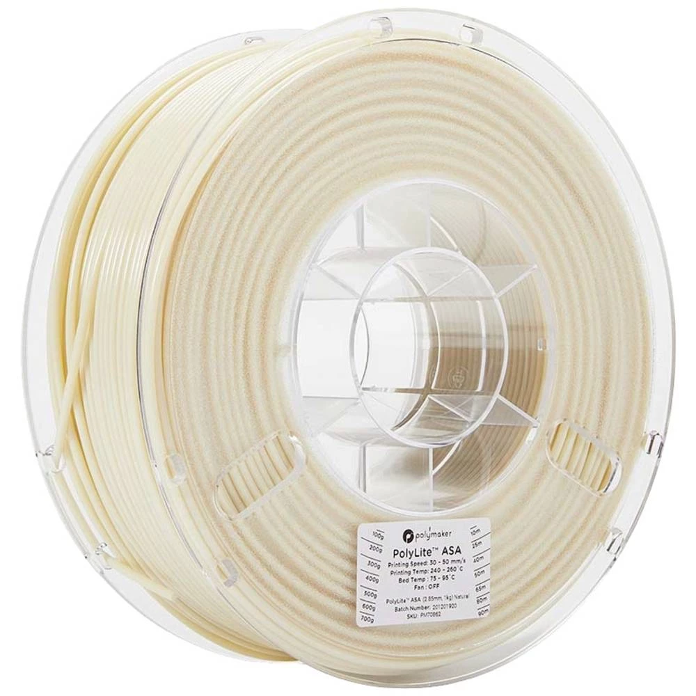 Polymaker 70862 PolyLite 3D pisač filament ASA uv otporan, zaštićen od atmosferskih utjecaja 2.85 mm 1000 g prirodna, prirodna PolyLite™ 1 St. slika