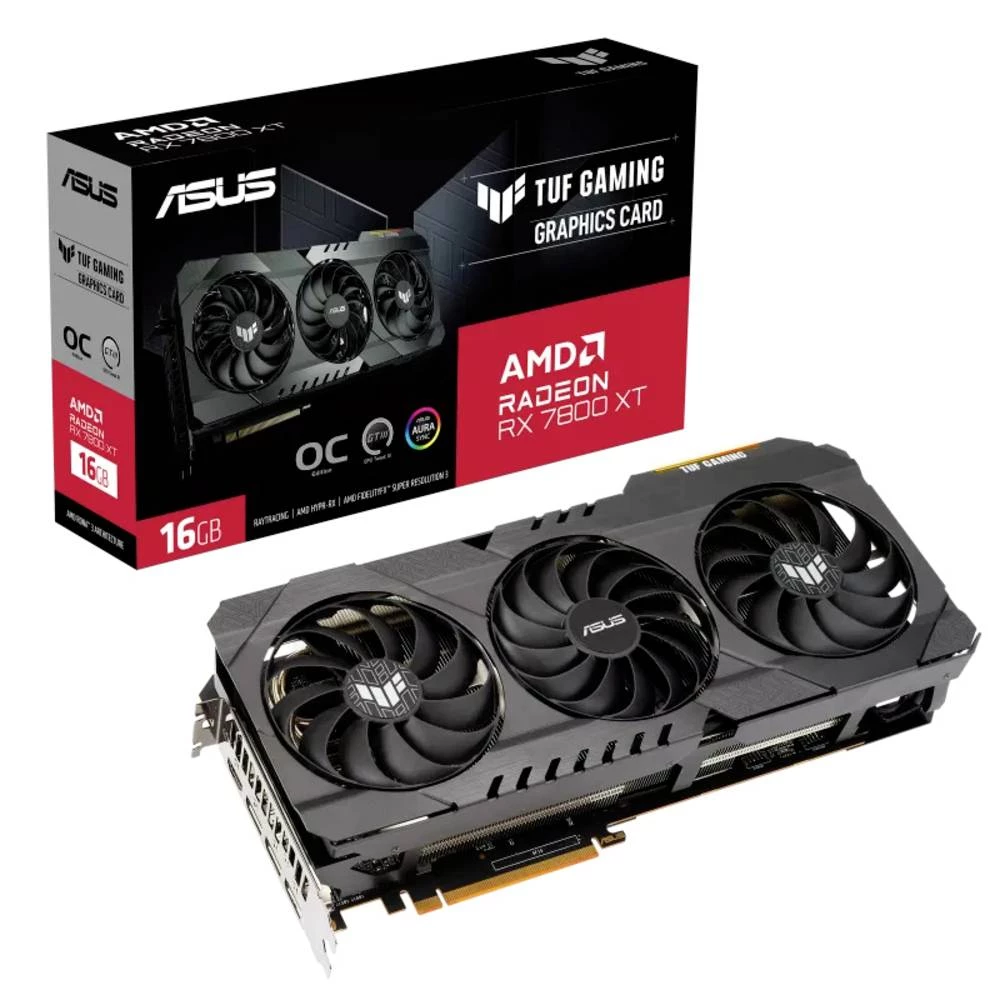 Asus grafička kartica AMD Radeon RX 7800 XT TUF GAMING OC  16 GB GDDR6-RAM PCIe x16  HDMI™, DisplayPort RGB osvjetljenje slika