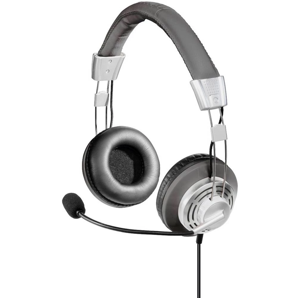 PC naglavne slušalice sa mikrofonom USB Sa vrpcom Hama Style Na ušima Crna, Srebrna slika