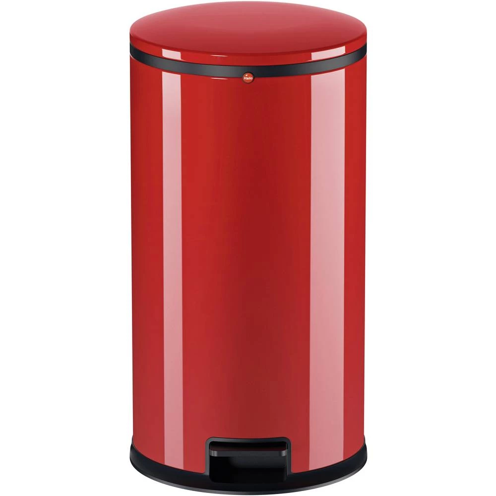 Kanta za smeće 25 l Hailo Pure L (promjer x V) 390 mm x 600 mm crvene boje, nožna pedala, poklopac s automatskim zatvaranjem 1 k slika