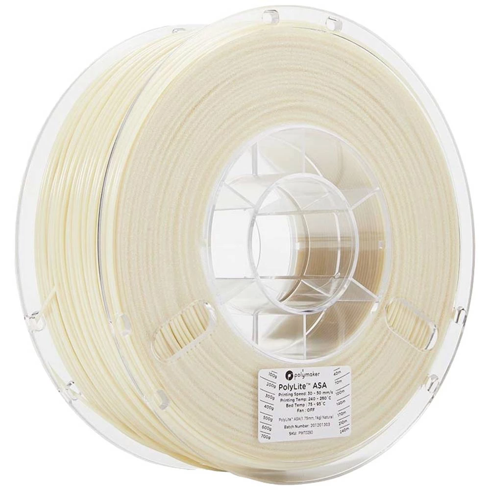 Polymaker 70290 PolyLite 3D pisač filament ASA uv otporan, zaštićen od atmosferskih utjecaja 1.75 mm 1000 g prirodna, prirodna PolyLite™ 1 St. slika