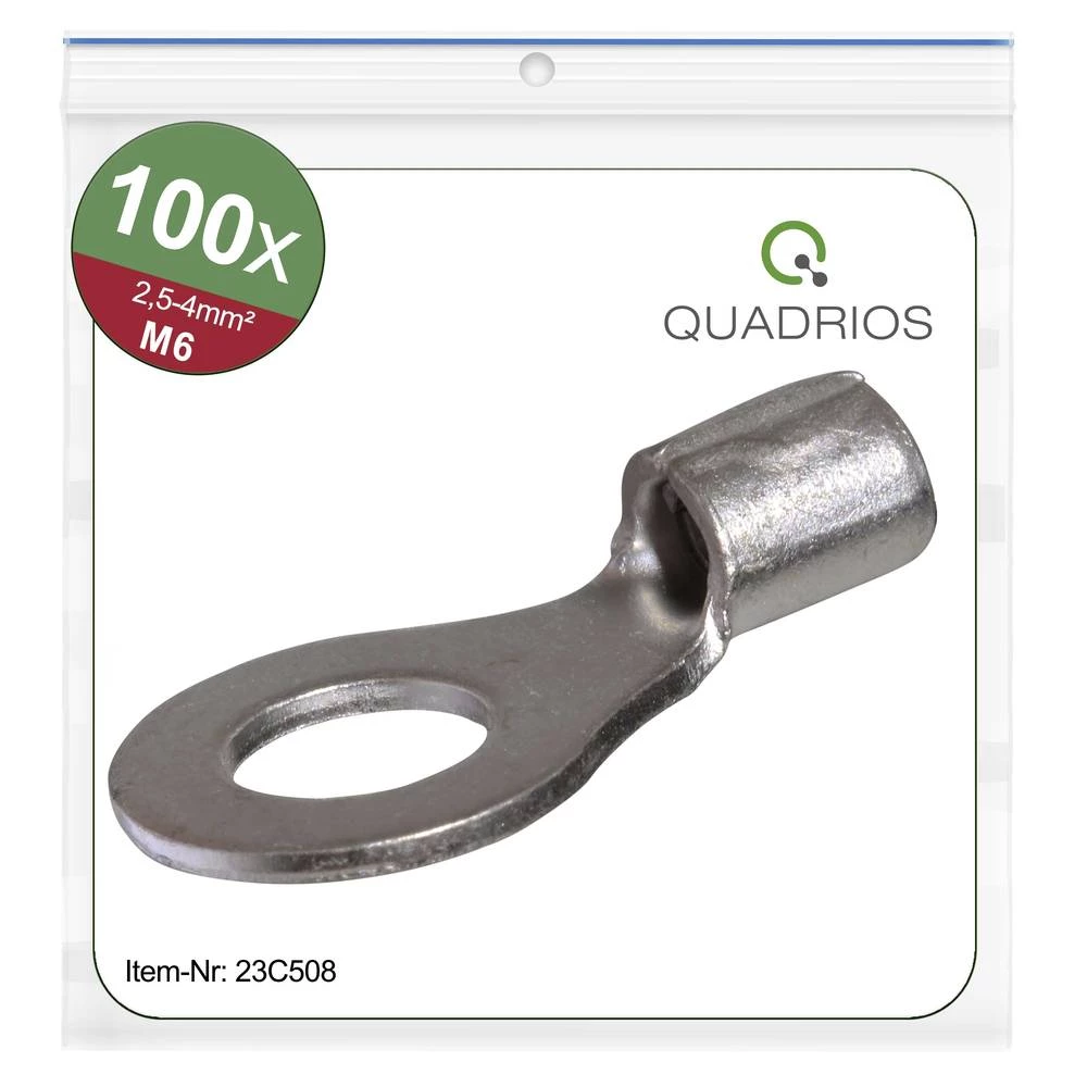 Quadrios 23C508 prstenasta kabelska stopica Presjek (maks.)=4 mm² Otvor Ø=6.5 mm neizolirani 100 St. slika