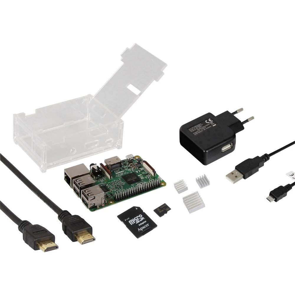 Raspberry Pi&reg; 3 B Basic Complete-Set 1 GB 4 x 1.2 GHz uklj. kućište, uklj. HDMI kabel , Uklj. Noobs OS, uklj. hladnjak, Uklj slika