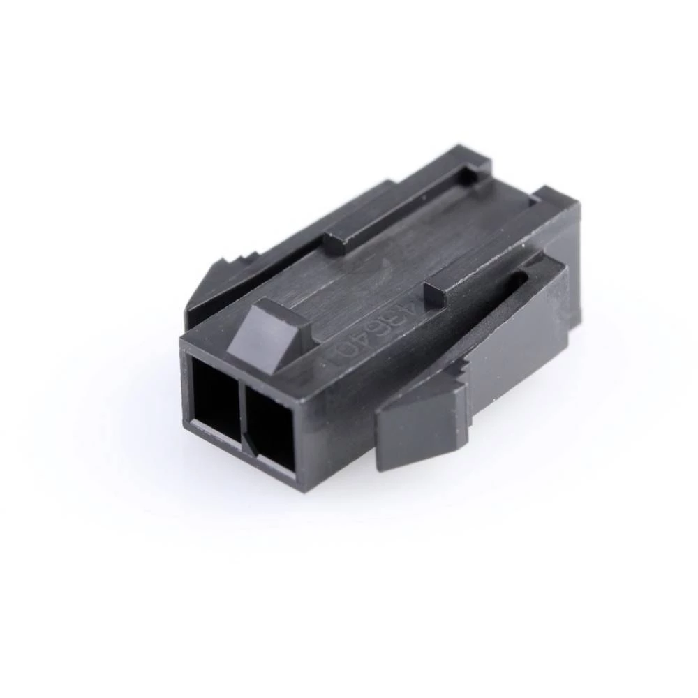 Molex 436400200 Micro-Fit 3.0 Plug Housing, Single Row, 2 Circuits, UL 94V-0, Panel Mount Ears, Low-Halogen, Black slika