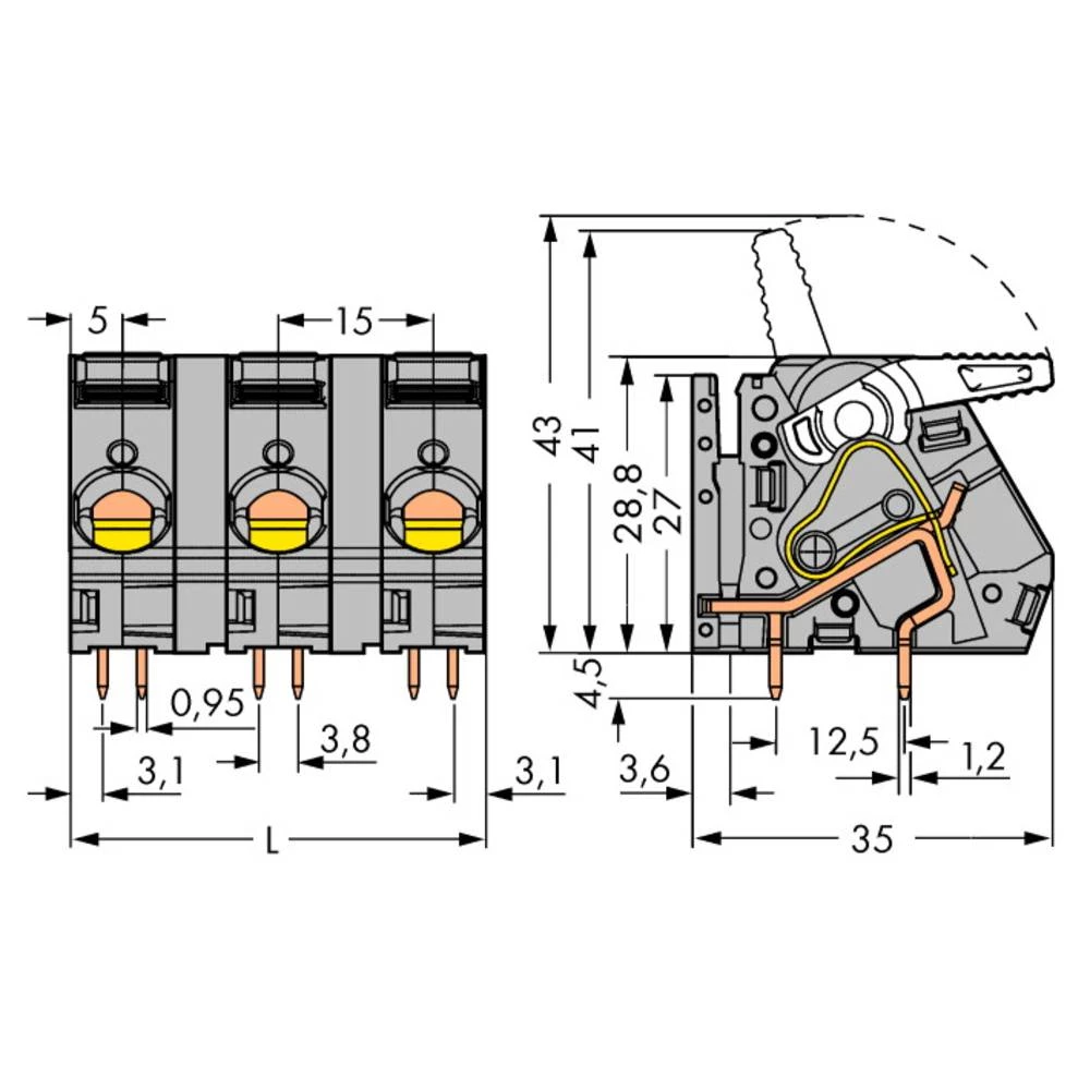 WAGO 2716-256 opružna blok spojka 6.00 mm² Broj polova (broj) 6 siva 12 St. slika