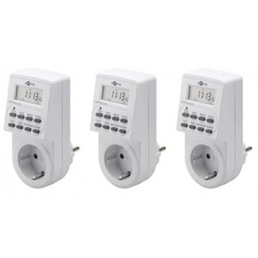 Vremenski prekidač za utičnicu Digitalno 3-dijelni komplet Dnevni program, Tjedni program Goobay 55544 3600 W IP20 Ljetno-/zimsk slika
