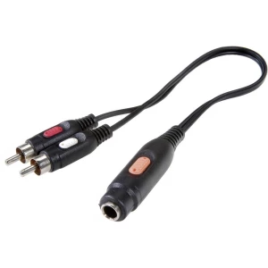 SpeaKa Professional-Činč/JACK audio produžni kabel [2x činč utikač - 1x JACK utičnica 6.35 mm] 0.20 m crn slika