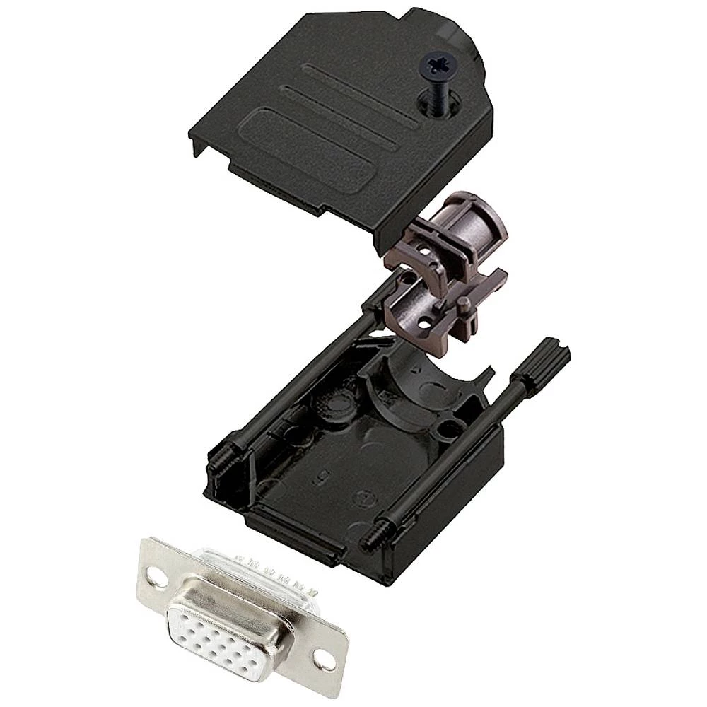 Višestruki ženski konektor D-SUB komplet 180 ° Broj polova: 15 Lemni kup encitech DTZK09-BK-HDS15-W-K 1 ST slika