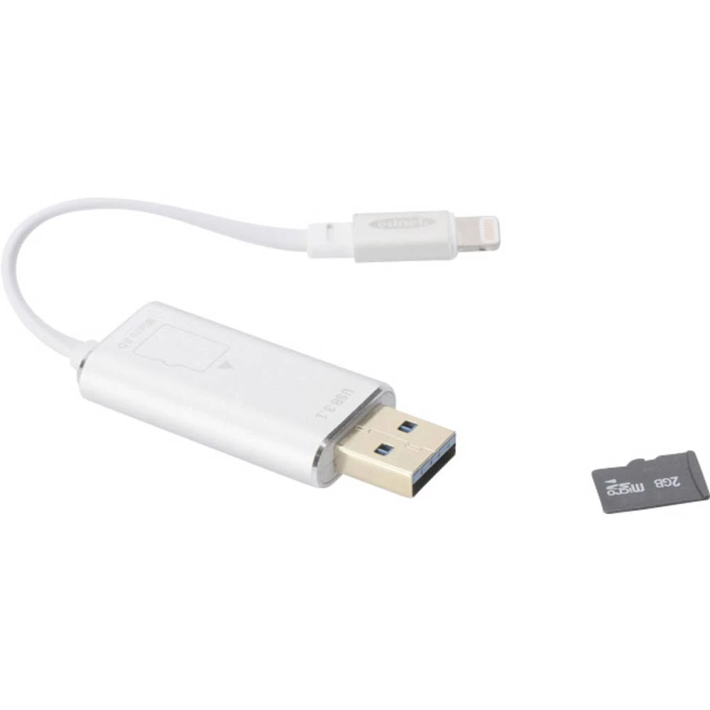 Apple Lightning čitač kartica Smartphone/tablet računalo ednet Smart Memory Srebrna USB 3.1, Apple Lightning, microSD slika