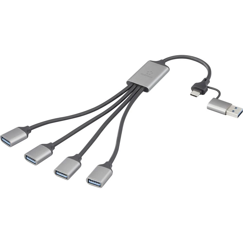 Renkforce RF-6861934 USB-Hub 4 ulaza USB a USB 3.0 5 GBit/s s aluminijskim kućištem siva RF-HUB-300 slika