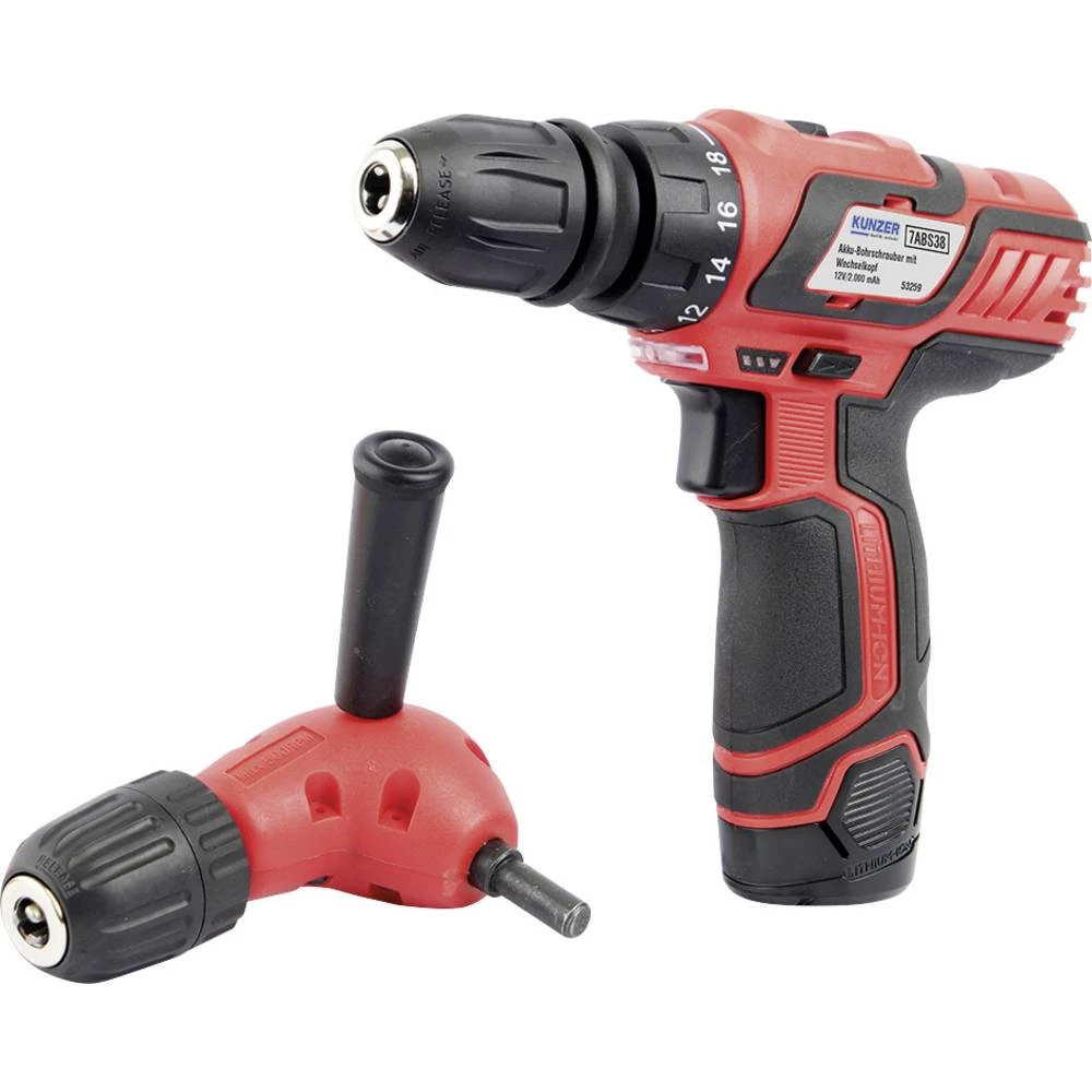Kunzer 7ABS38 akumulatorska bušilica 12 V 2000 mAh li-ion uklj. akumulator, uklj. punjač slika