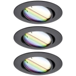LED ugradna svjetiljka Smart Home Zigbee Base Coin osnovni set zakretna okrugla 90mm 20° 3x4.9W 3x420lm 230V prigušiva RGBW+ mat crna Paulmann 92468  LED ugradna svjetiljka 3-dijelni komplet  LED  ...