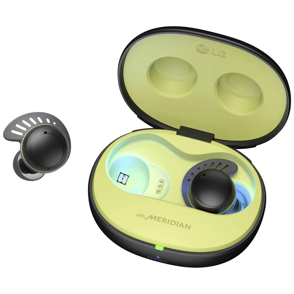 LG Electronics TONE Free DTF7Q sportske In Ear slušalice Bluetooth® stereo crna poništavanje buke kutija za punjenje, otporne na znojenje, vodootporne slika