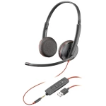 POLY Blackwire C3220 računalo On Ear Headset žičani stereo crna poništavanje buke slušalice s mikrofonom, kontrola glasnoće, utišavanje mikrofona