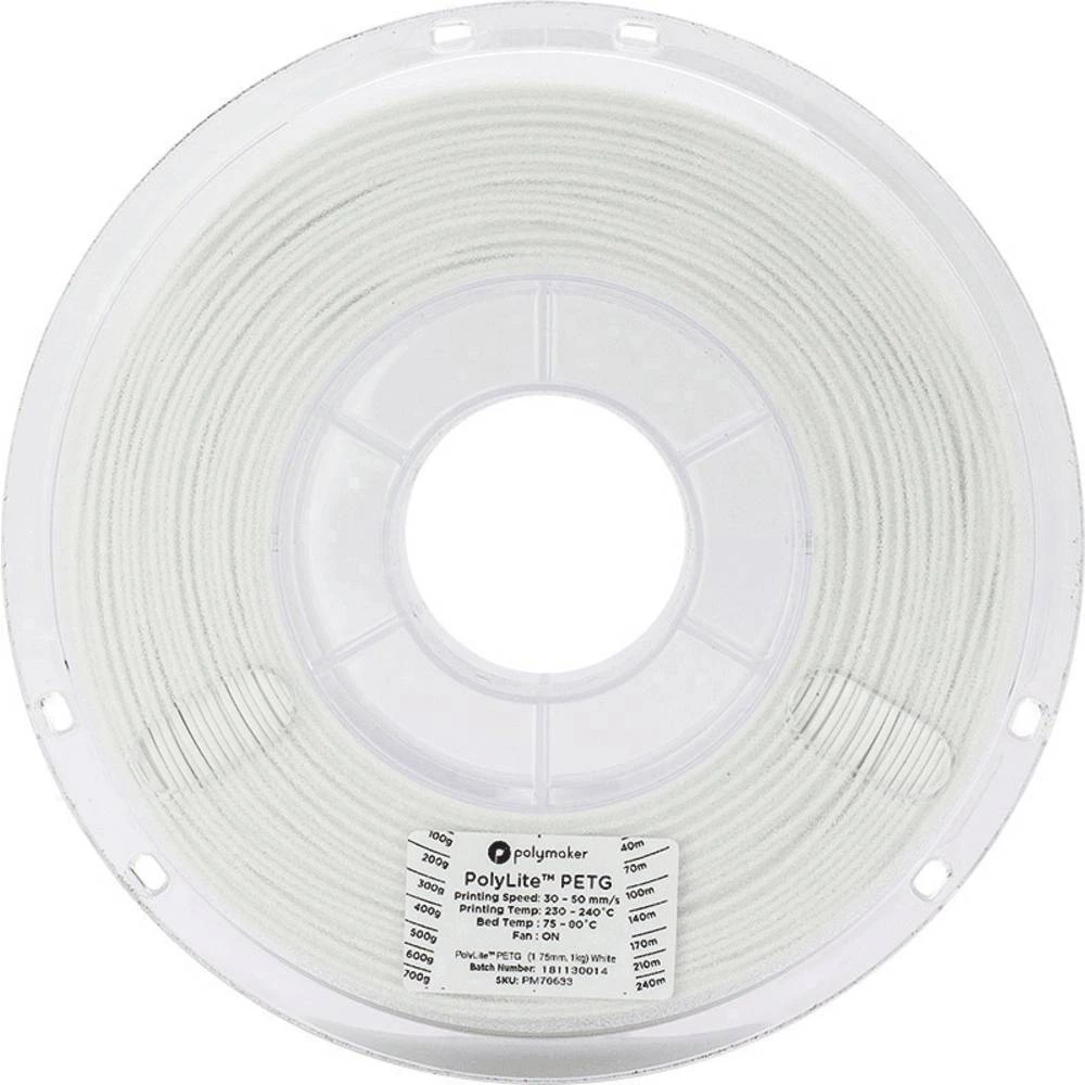 3D pisač filament Polymaker PolyLite 70634 PETG 2.85 mm Bijela 1 kg slika