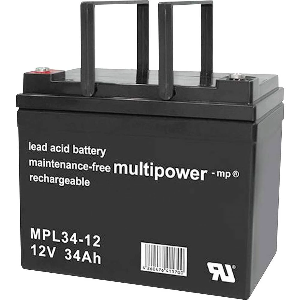 multipower MPL34-12 146663 olovni akumulator 12 V 34 Ah olovno-koprenasti (Š x V x D) 197 x 170 x 131 mm M5 vijčani prik slika