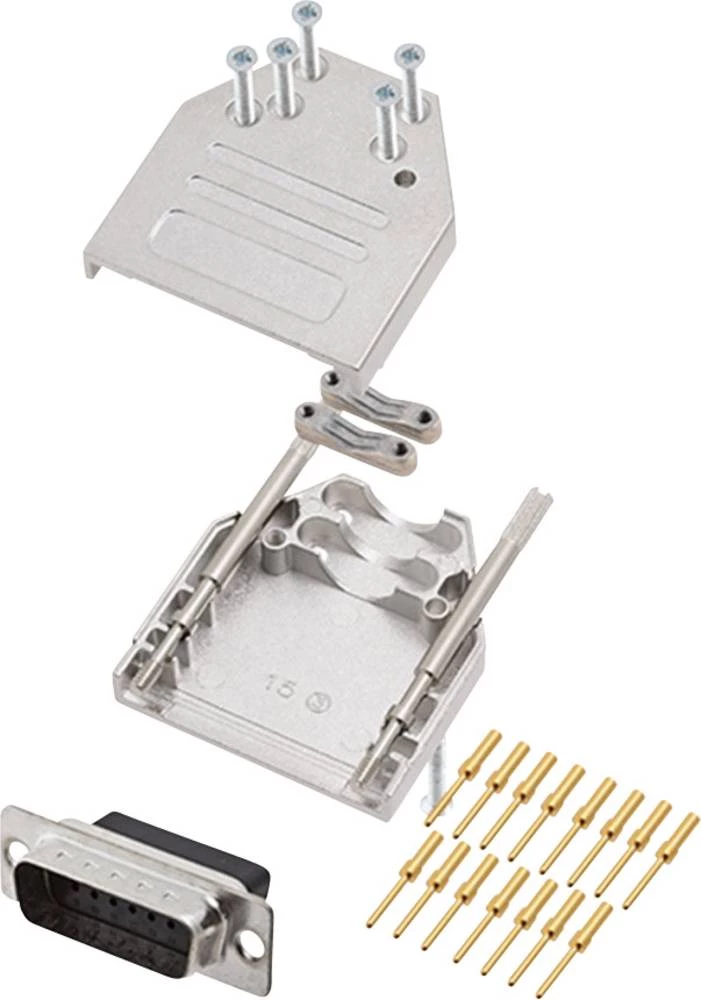 D-SUB kućište, broj polova: 15 cinkovsko lijevanje 180 ° metal encitech DTZI15-DBCP-K 1 komad slika